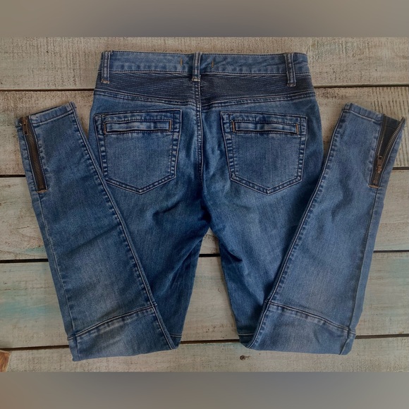 FP Free People Jeans Skinny Zipper Ankle sz 25 Button Fly Denim Leggings - Picture 3 of 3